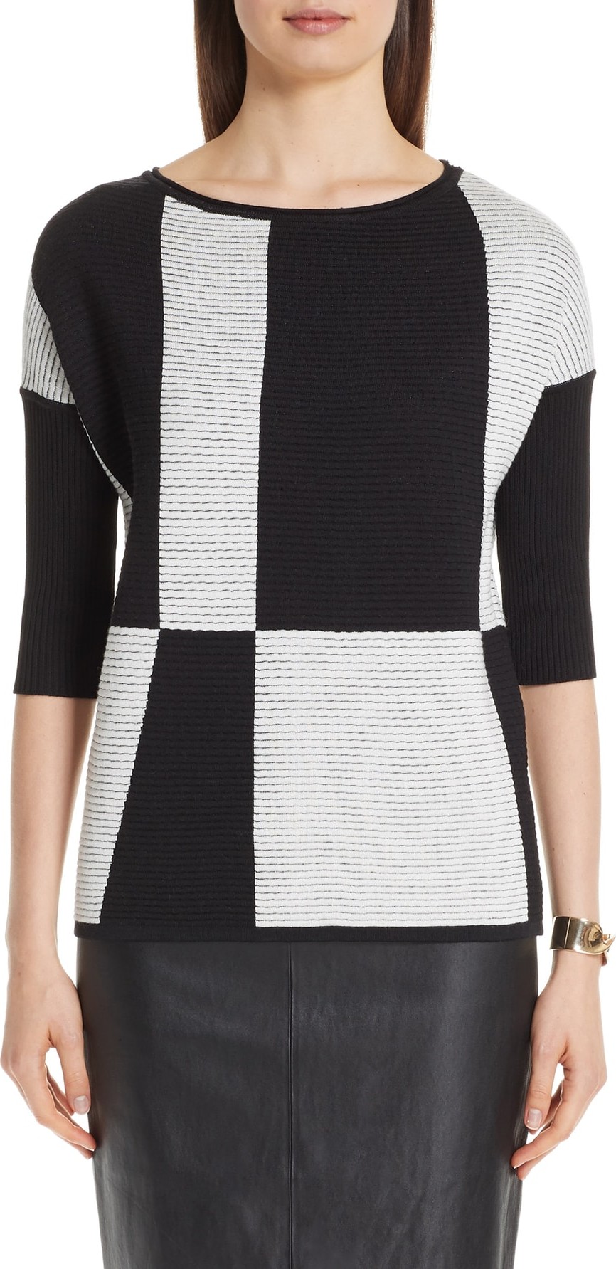 St. John Ottoman Intarsia Knit Sweater