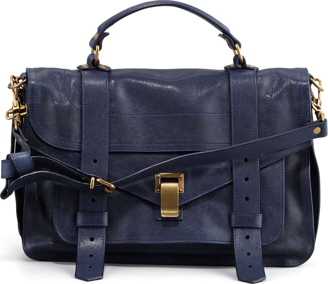 Proenza Schouler PS1 Medium Calfskin Satchel Bag, Midnight
