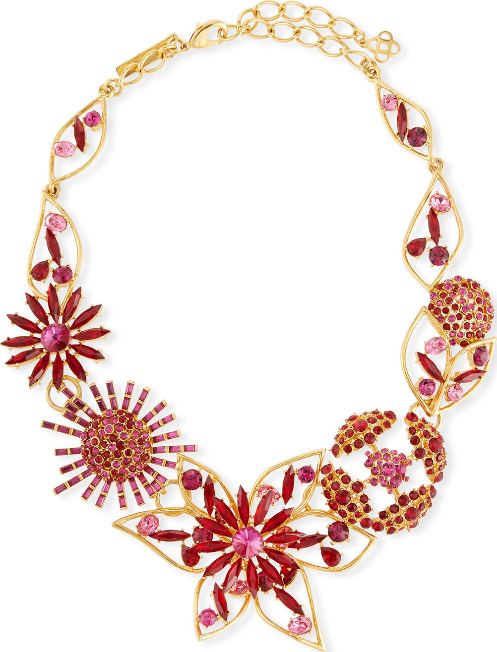 Oscar De La Renta Mixed Jeweled Flower Necklace