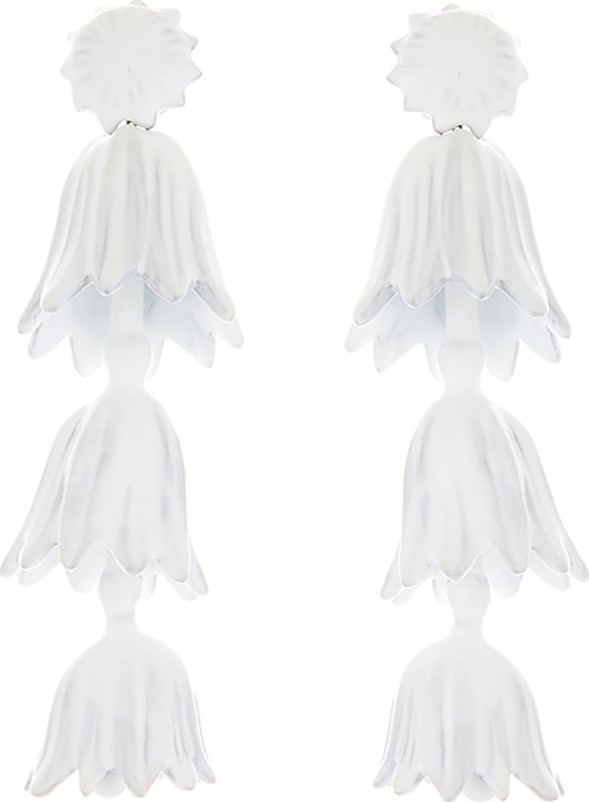 Oscar De La Renta Tiered Flower Drop Earrings, White