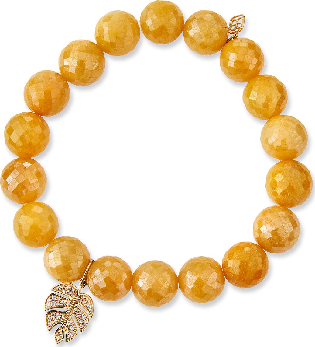 Sydney Evan Yellow Silverite & Diamond Monstera Leaf Bracelet