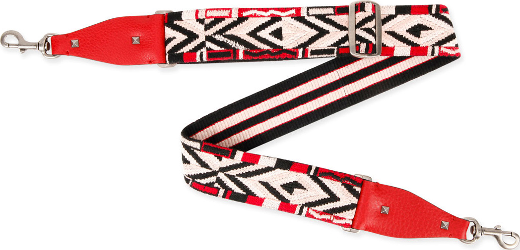 Valentino Rockstud Native Couture Guitar Strap for Handbag, Red/Multi