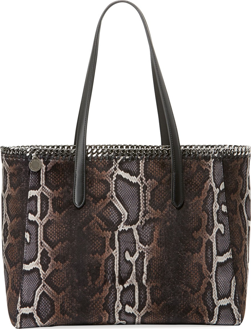 Stella McCartney Falabella Snake-Print Velvet Tote Bag