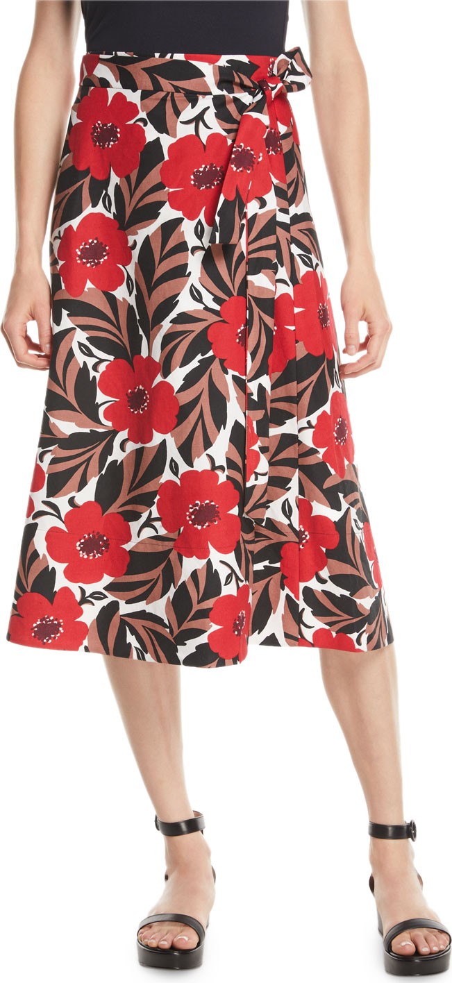 Kate Spade New York poppy field midi wrap skirt