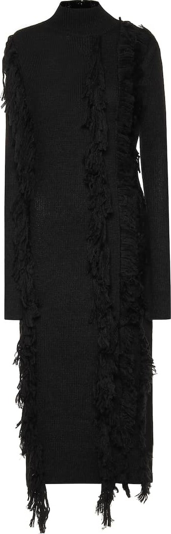 David Koma Fringed wool-blend dress