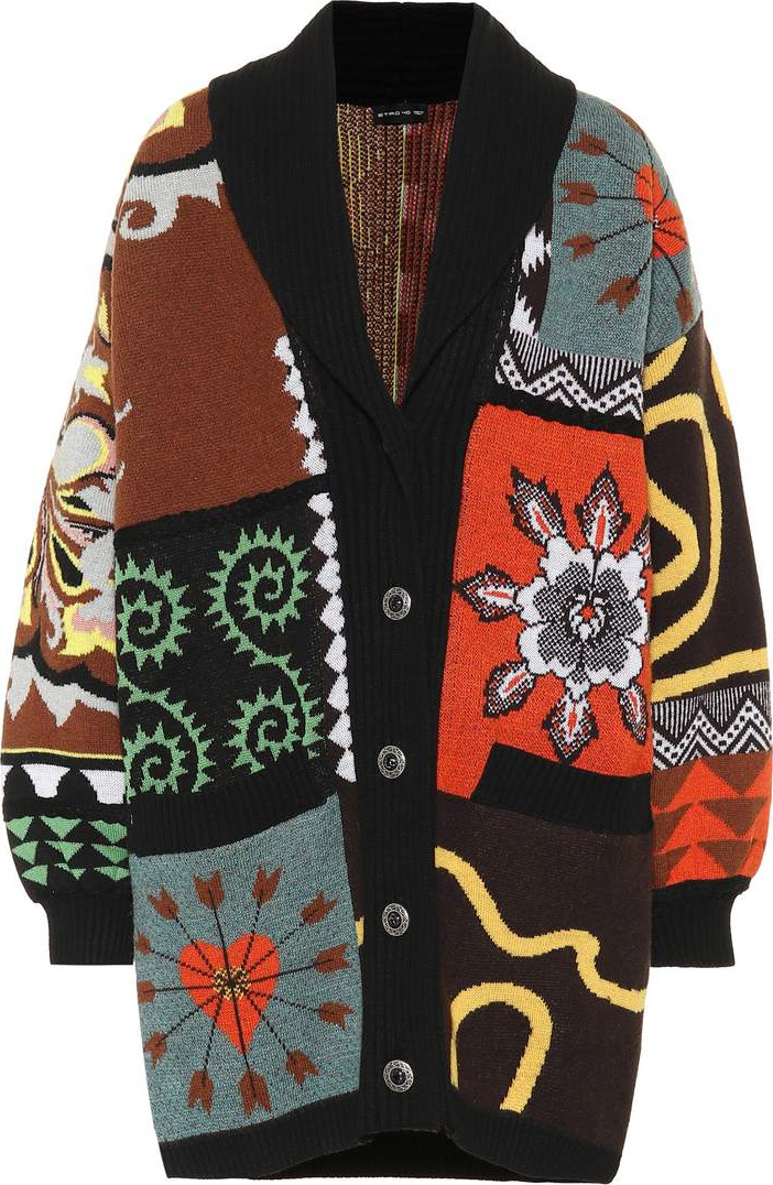 Etro Oversized patchwork wool cardigan