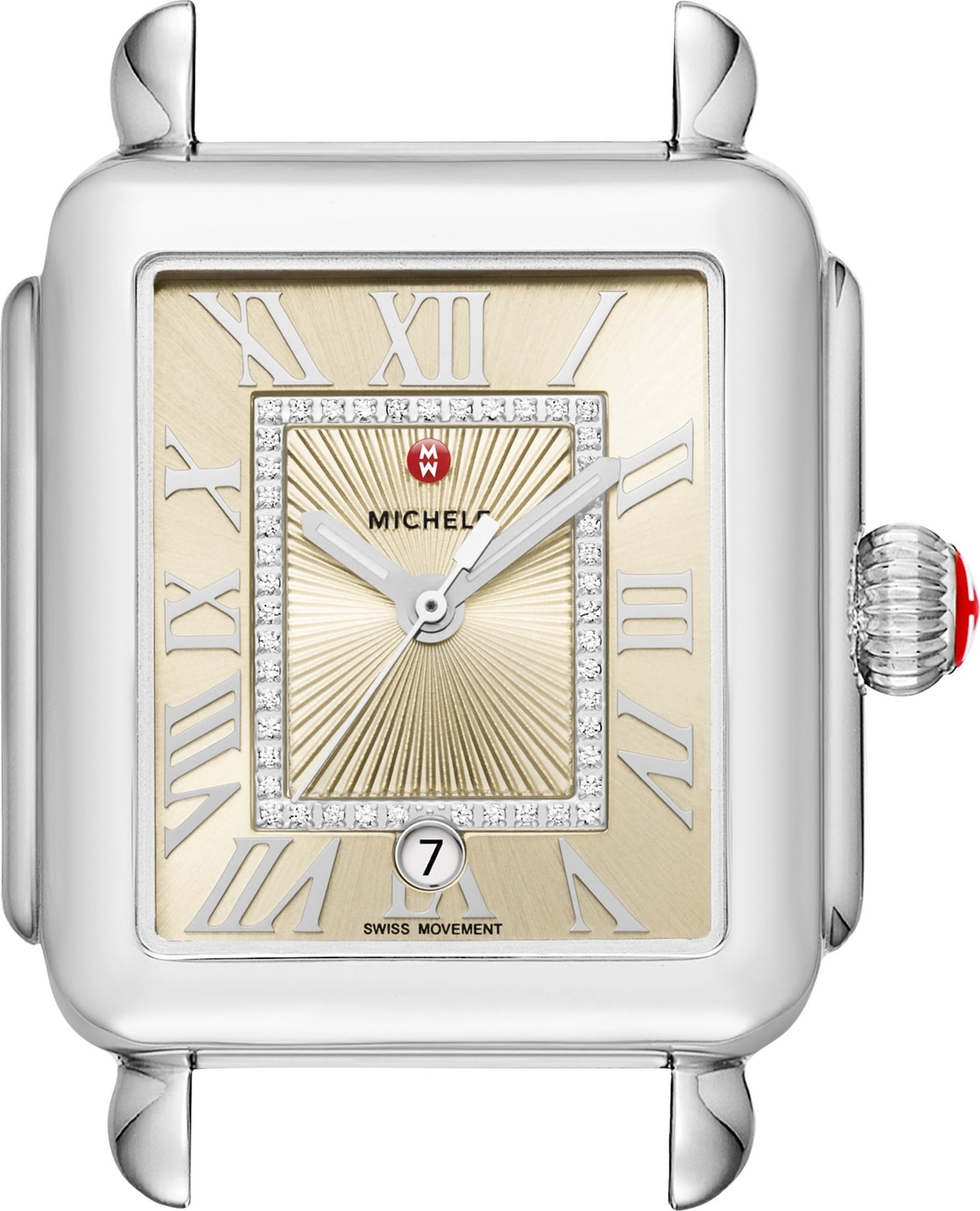 MICHELE Deco Madison Champagne Diamond Dial Watch Head, 33mm x 35mm