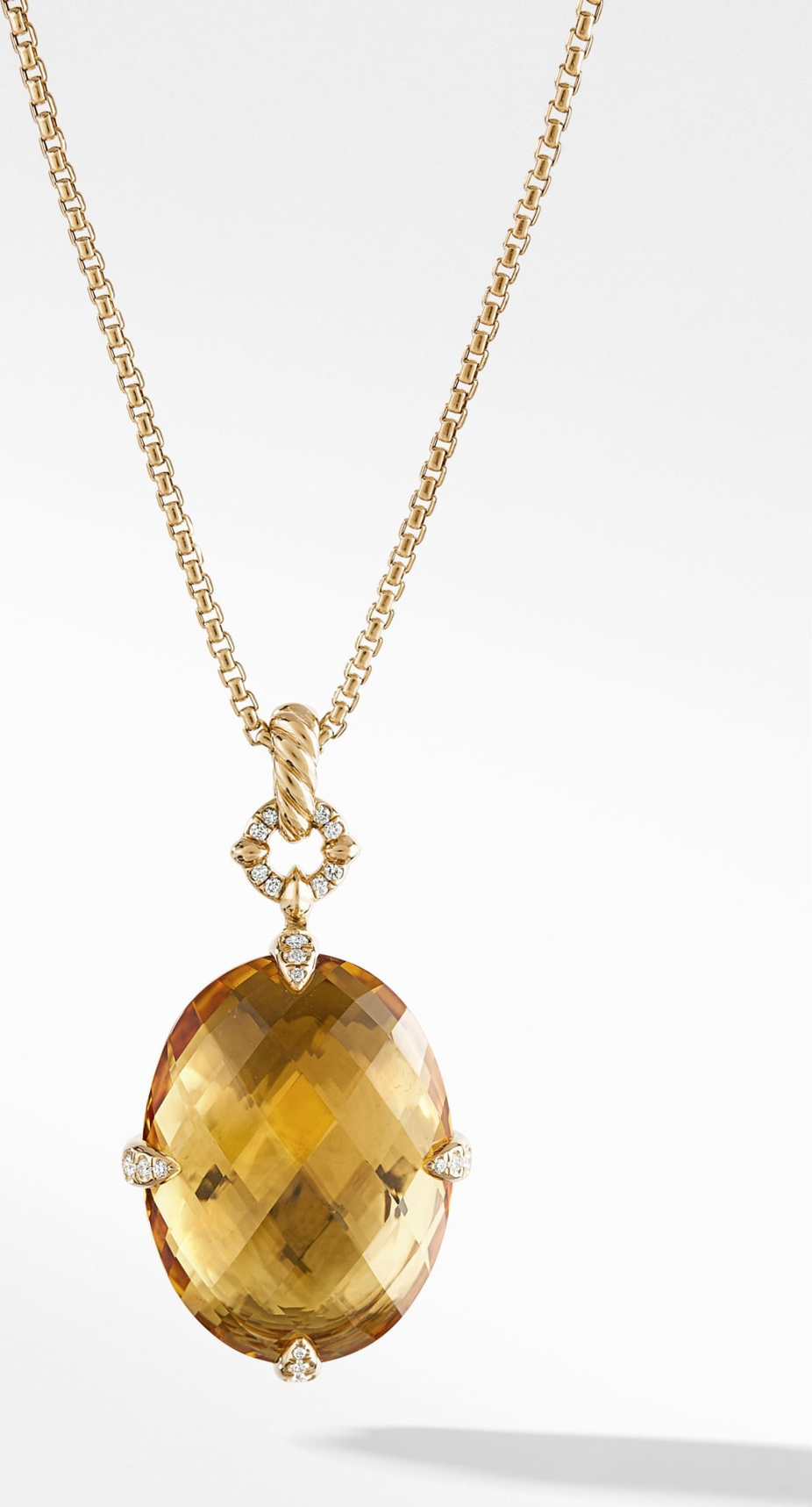David Yurman Chatelaine<sup>® 18k Gold Pendant Necklace with Honey Quartz & Diamonds