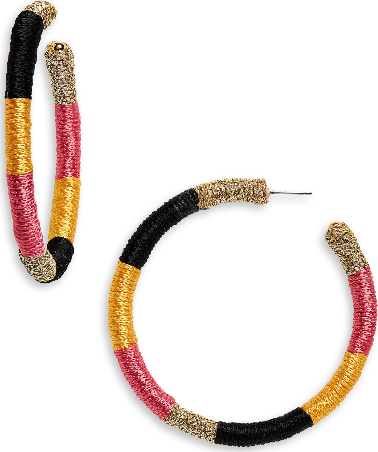 Oscar De La Renta Embroidered Hoop Earrings