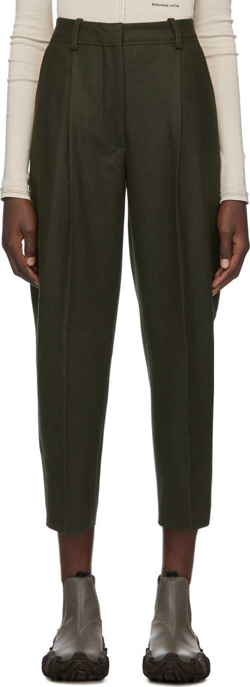 Acne Studios Green Wool Flannel Trousers