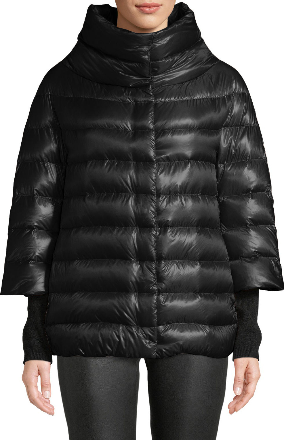 Herno 3/4 Sleeve Cocoon Quilted Puffer Coat