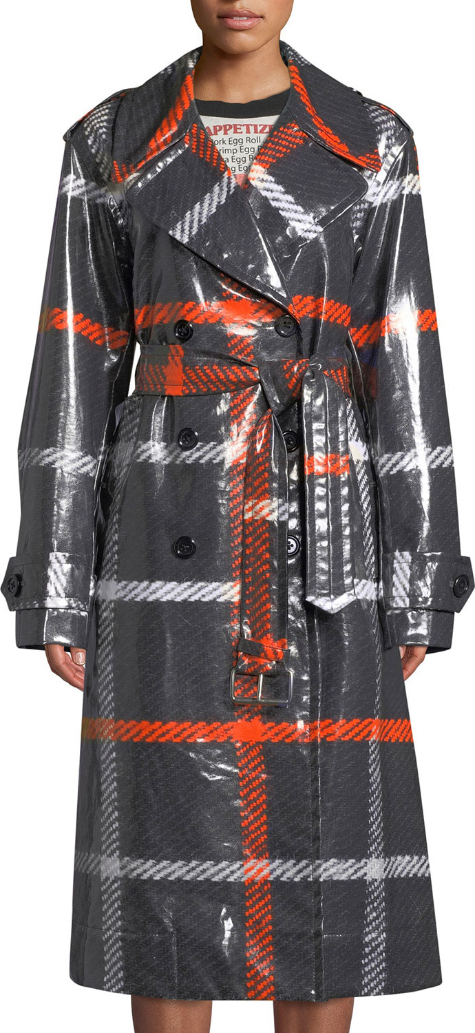 MARC JACOBS Double-Breasted Belted Windowpane Trench Coat