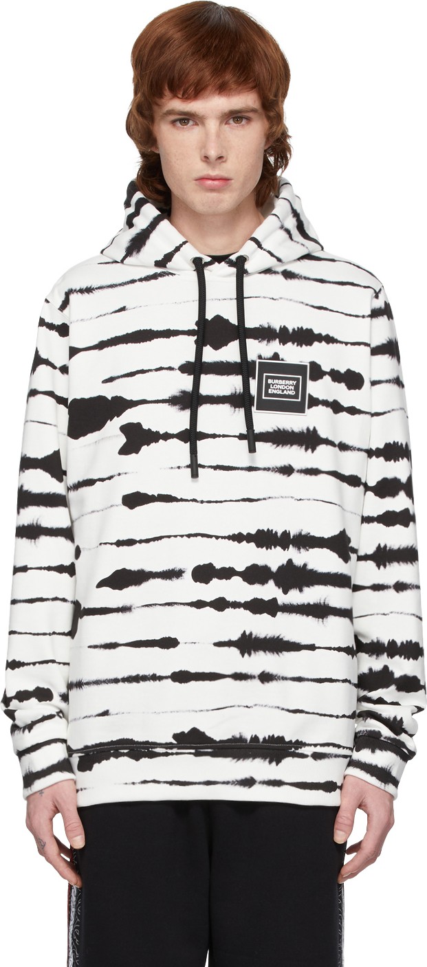 Burberry London England White & Black Watercolor Hoodie