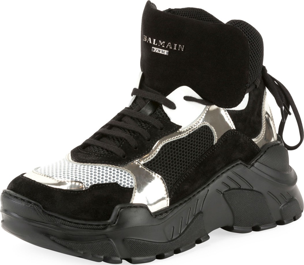 Balmain Men's Joan High-Top Tech Sneakers