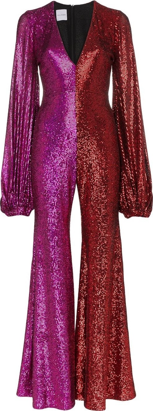 Halpern Allino V-neck bell sleeve jumpsuit