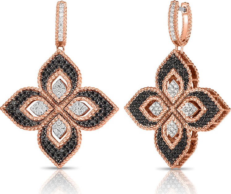 Roberto Coin Venetian Princess 18k Rose Gold Mixed Diamond Drop Earrings