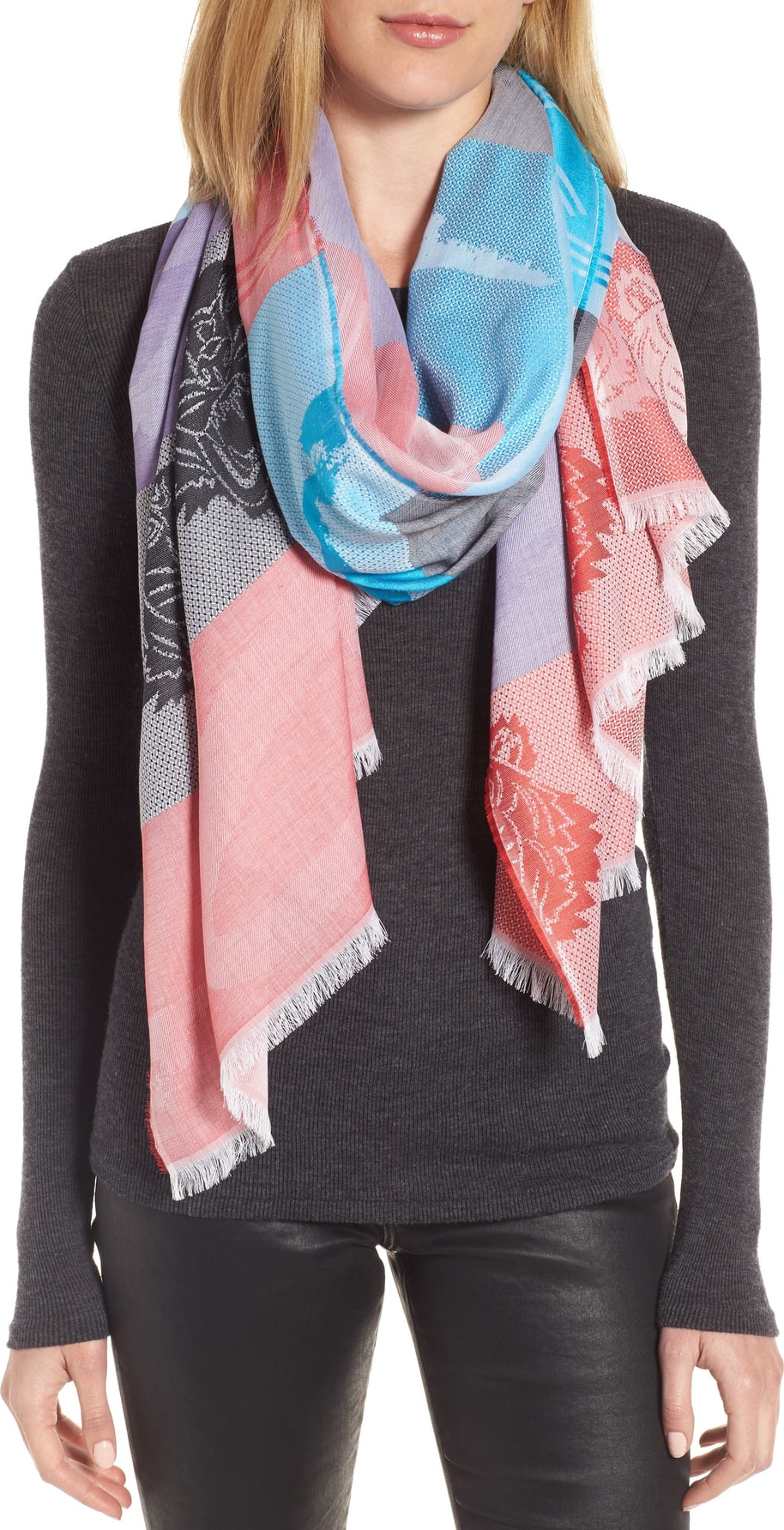 KENZO Multi Icons Cotton & Silk Scarf