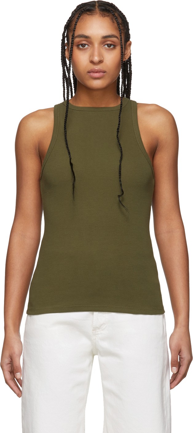 Agolde Khaki High-Neck Tank Top