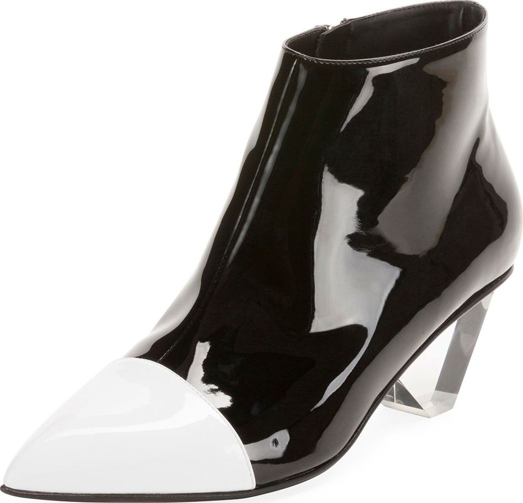 Balmain Lucky Two-Tone Patent Booties