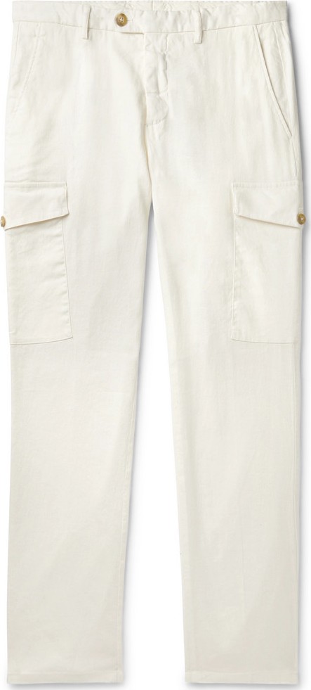 Thom Sweeney Slim-Fit Linen and Cotton-Blend Cargo Trousers