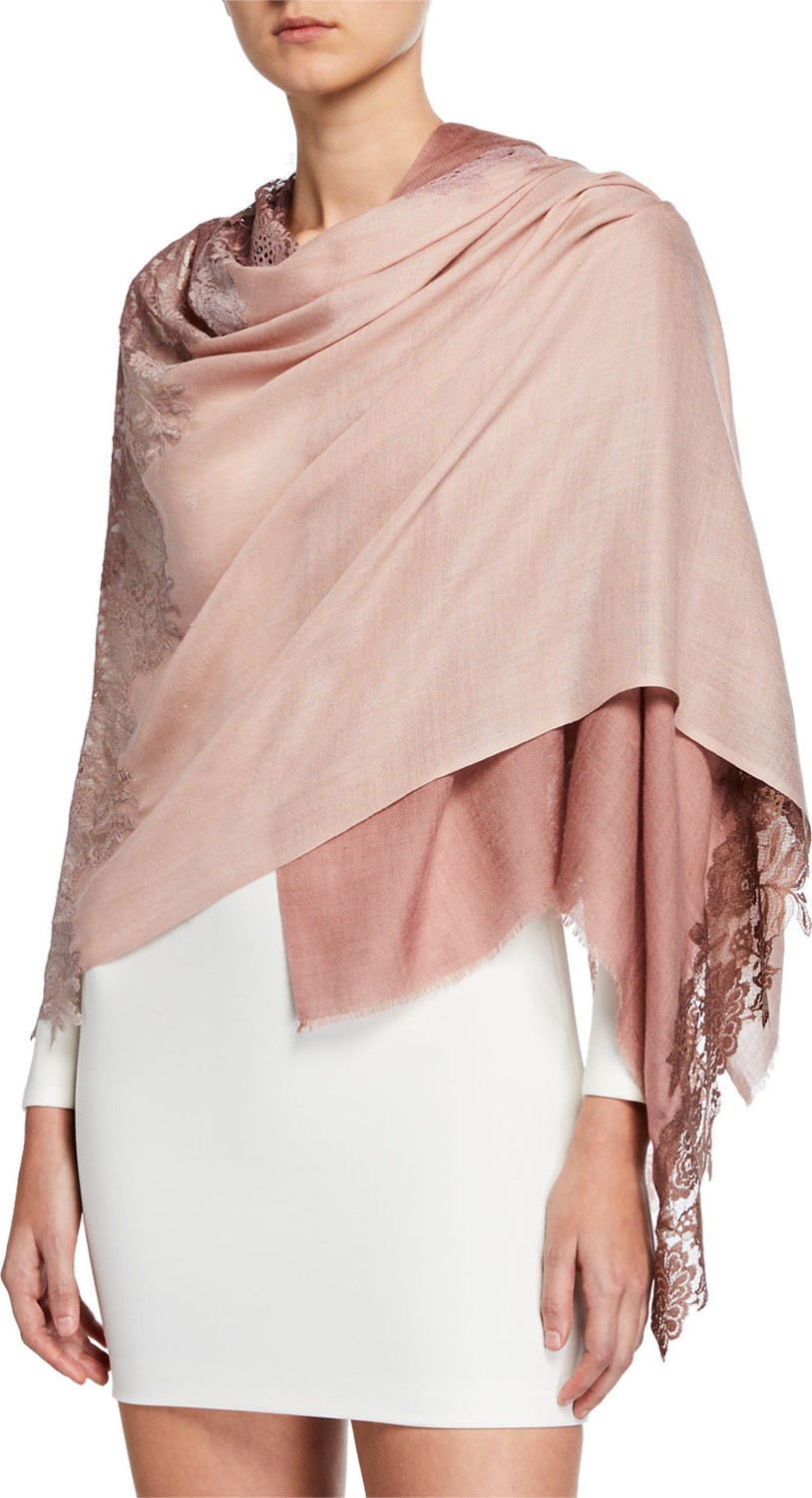 Bindya Lace-Trim Panel Stole