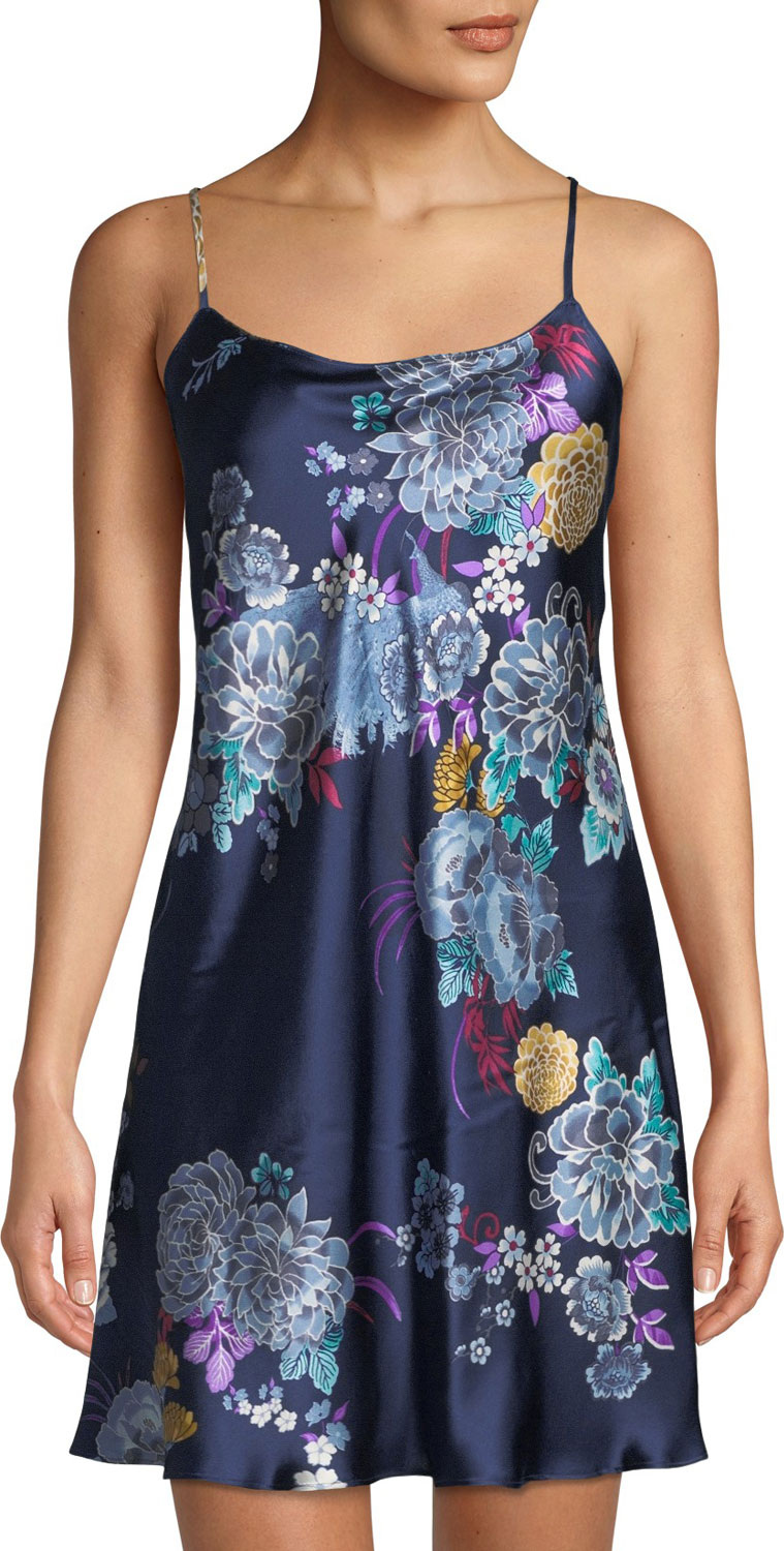 Natori Angkor Floral-Print Silk Chemise