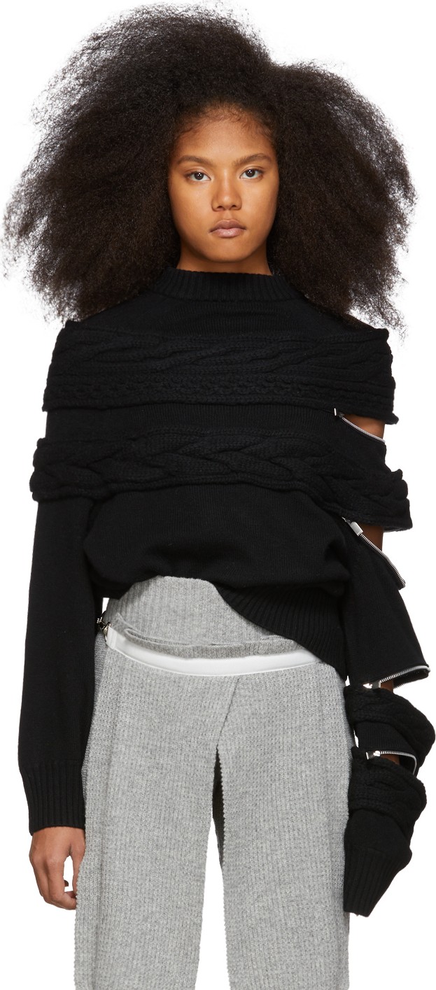Sacai Black Cable Knit Sweater