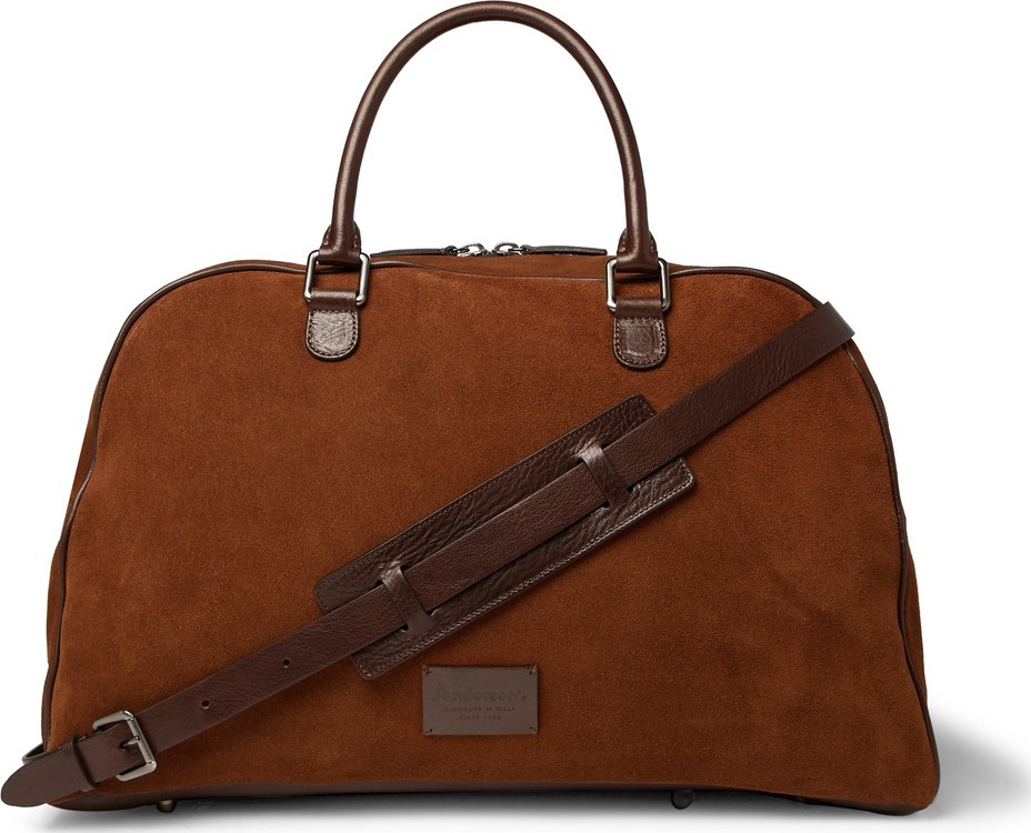 Anderson's Leather-Trimmed Suede Duffle Bag