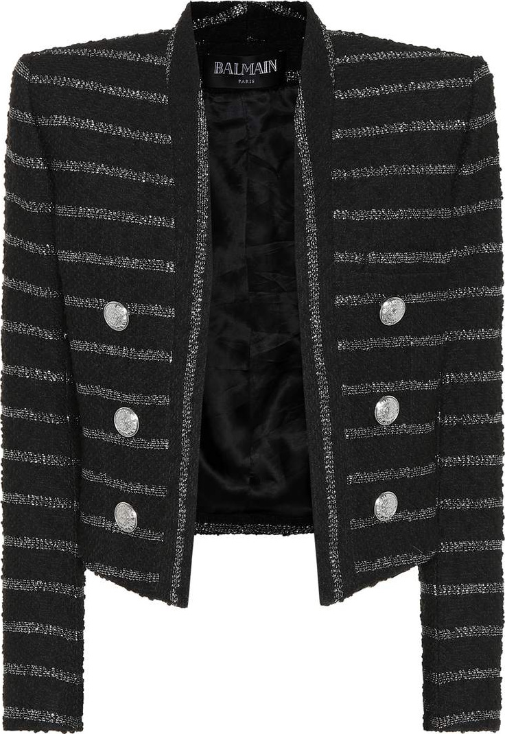 Balmain Metallic striped tweed jacket