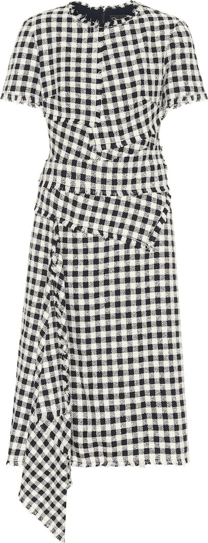 Oscar De La Renta Checked tweed midi dress