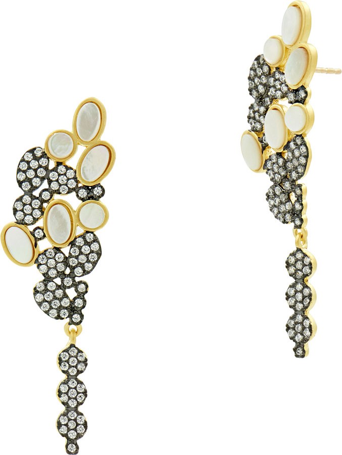 Freida Rothman Imperial Mother-of-Pearl & Pave Cluster Earrings