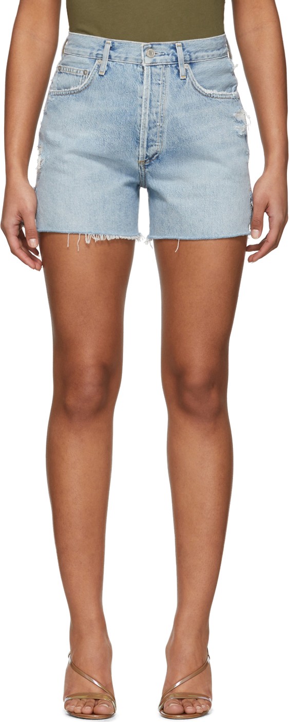 Agolde Blue Denim Dee Super High-Rise Shorts