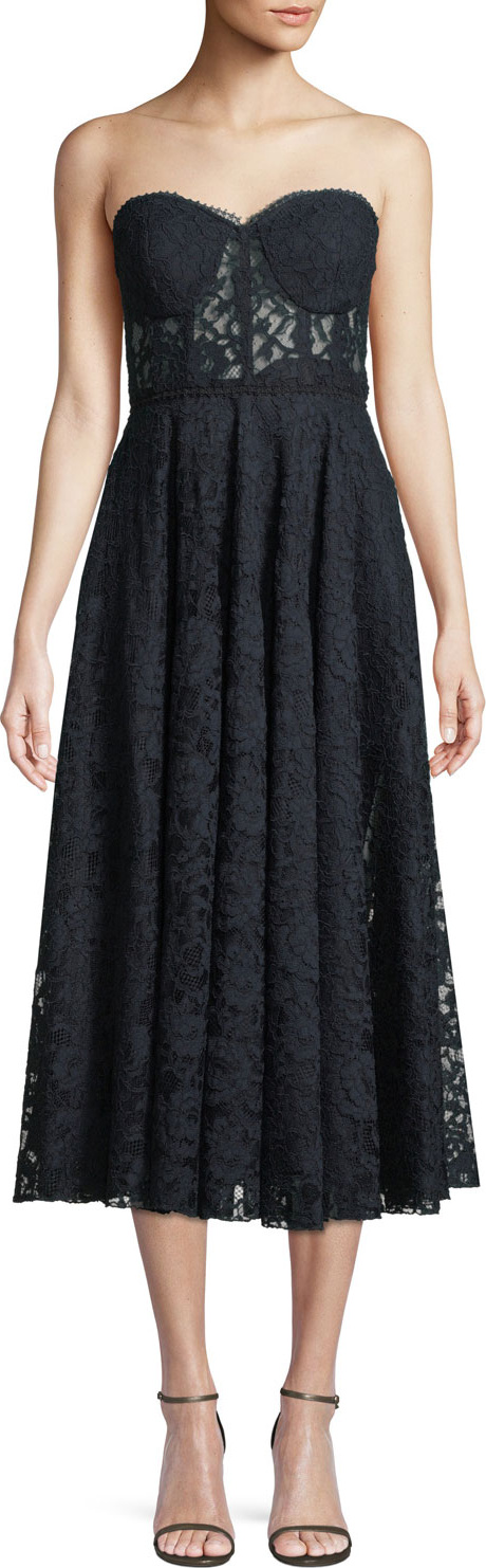 Jay Godfrey Burnaby Strapless Lace Midi Cocktail Dress