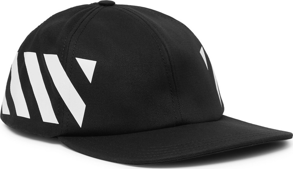 Off White Striped Cotton-Twill Baseball Cap