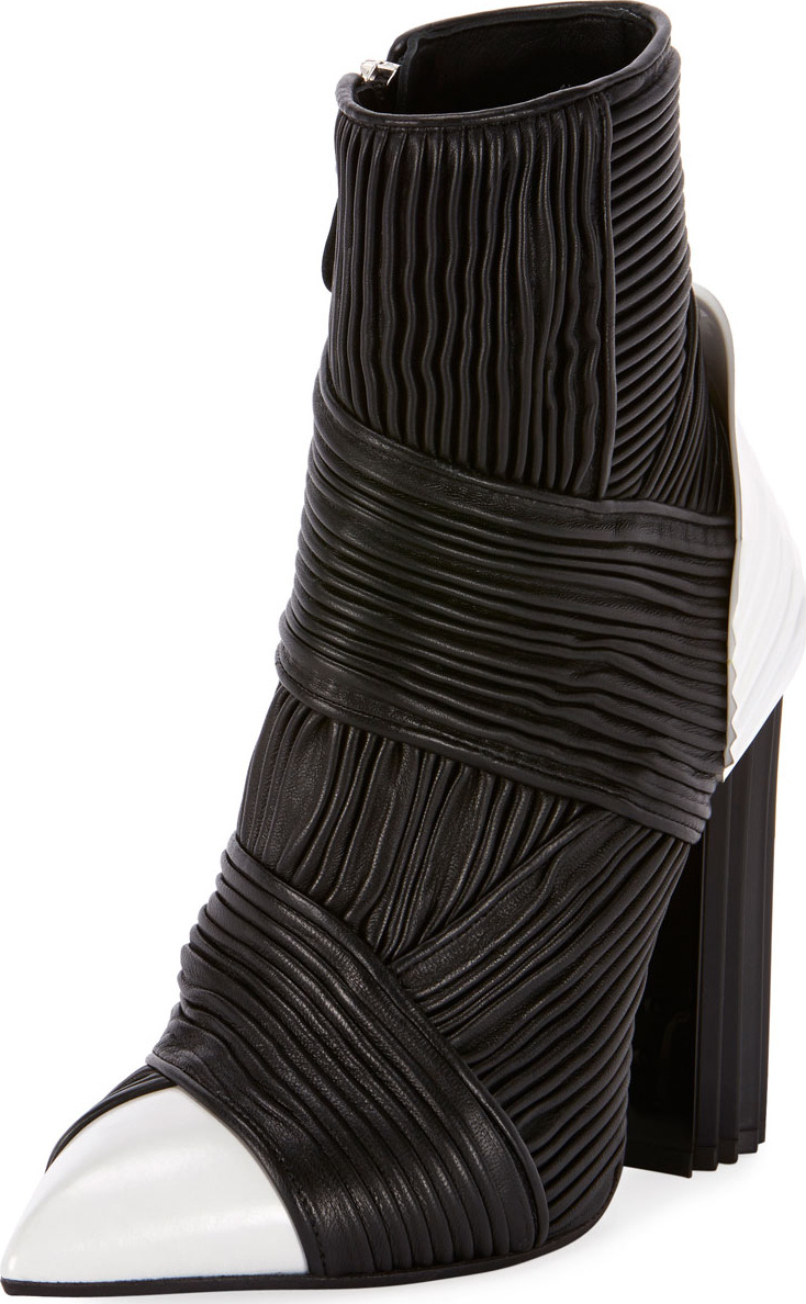 Balmain Irina Pleated Two-Tone Bootie
