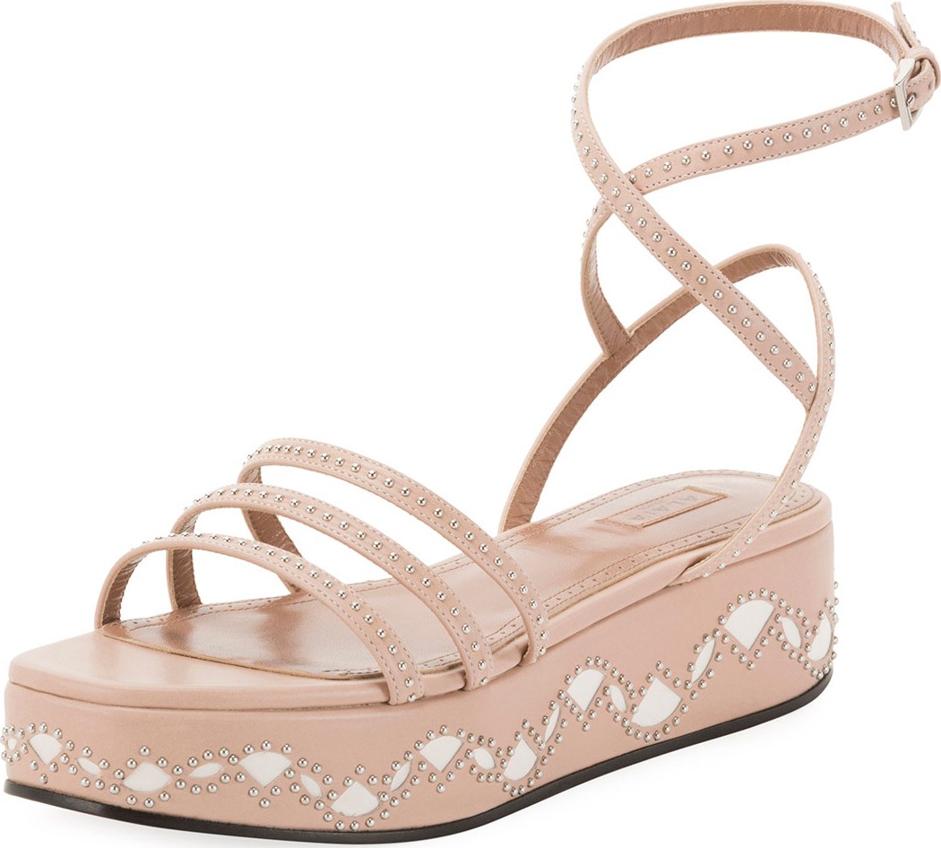 Alaïa 45mm Leather Flatform Sandals