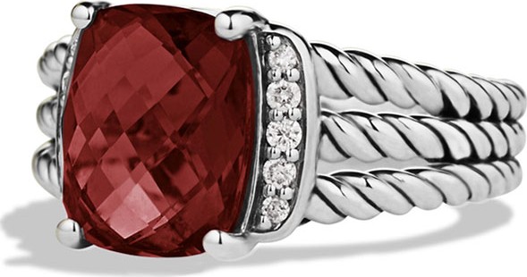 David Yurman Petite Wheaton Ring with Garnet and Diamonds