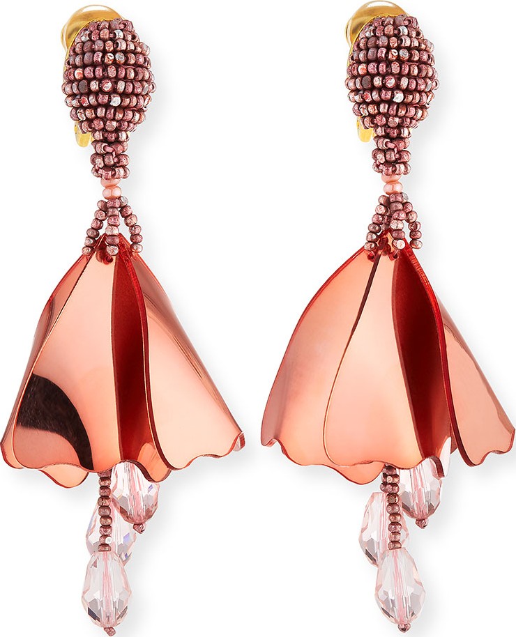 Oscar De La Renta Mini Impatiens Flower Drop Earrings