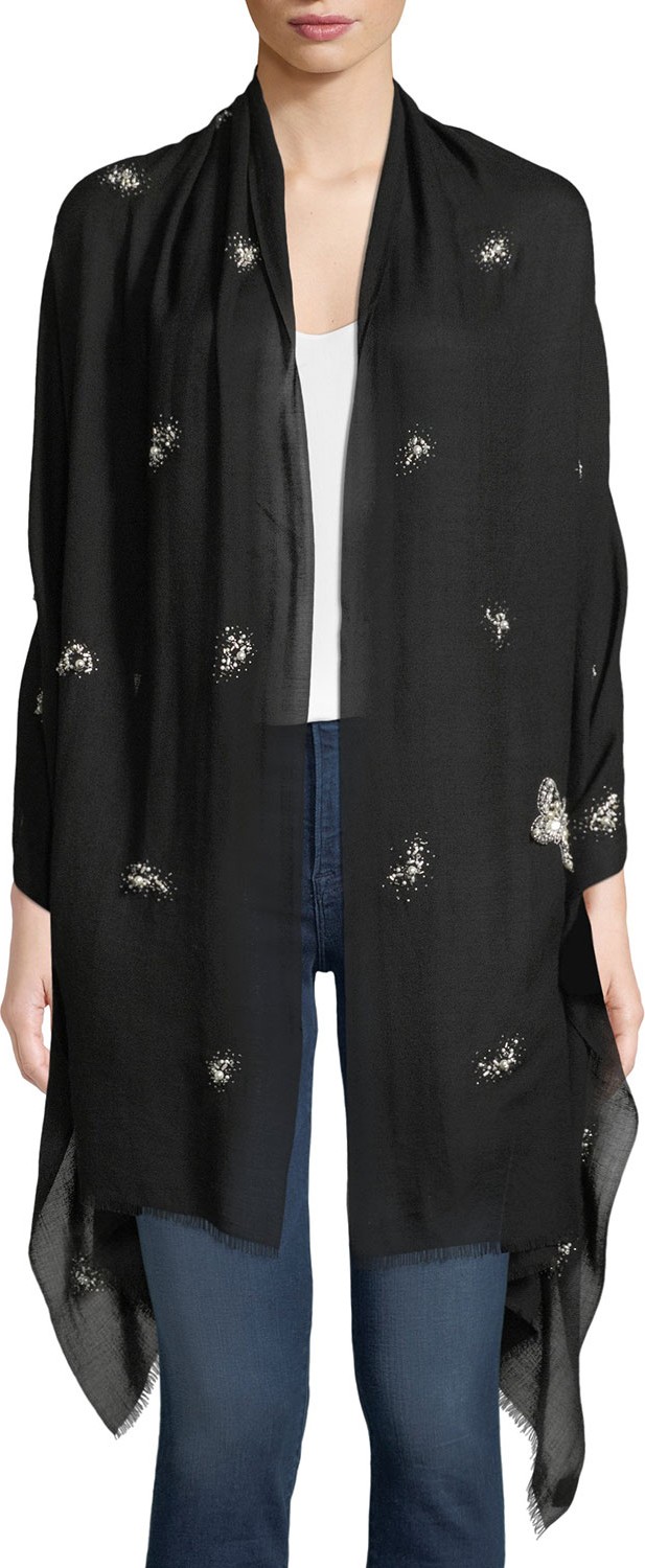 K Janavi Pearlescent Butterfly Cashmere Scarf