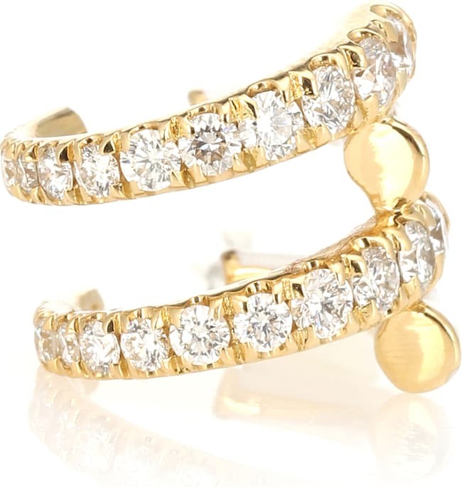 Melissa Kaye Lola 18kt gold ear cuff with diamonds