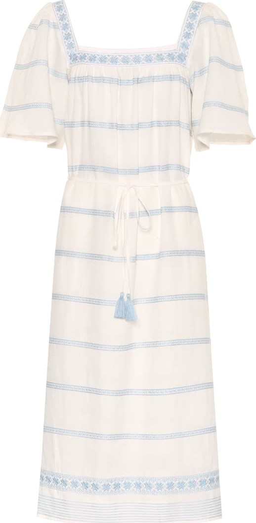 Tory Burch Embroidered linen and cotton dress