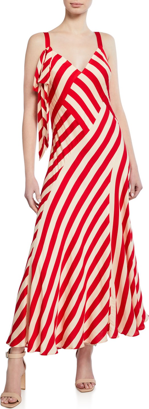 Jill Jill Stuart Striped Sleeveless Maxi Dress with Tie Detail