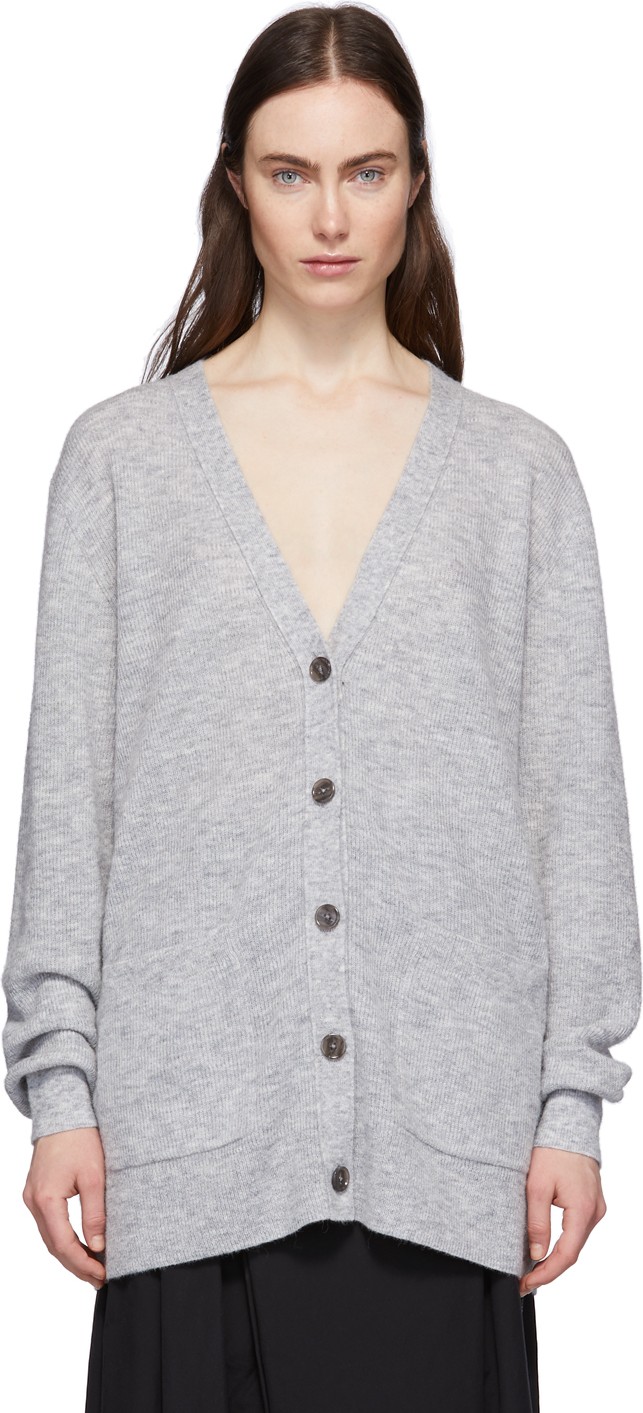 Acne Studios Grey Alpaca Ribbed Kianne Cardigan