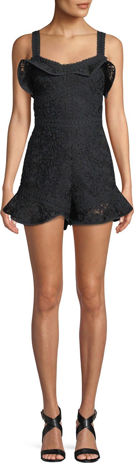 Alexis Star Embroidered Sleeveless Flounce Romper