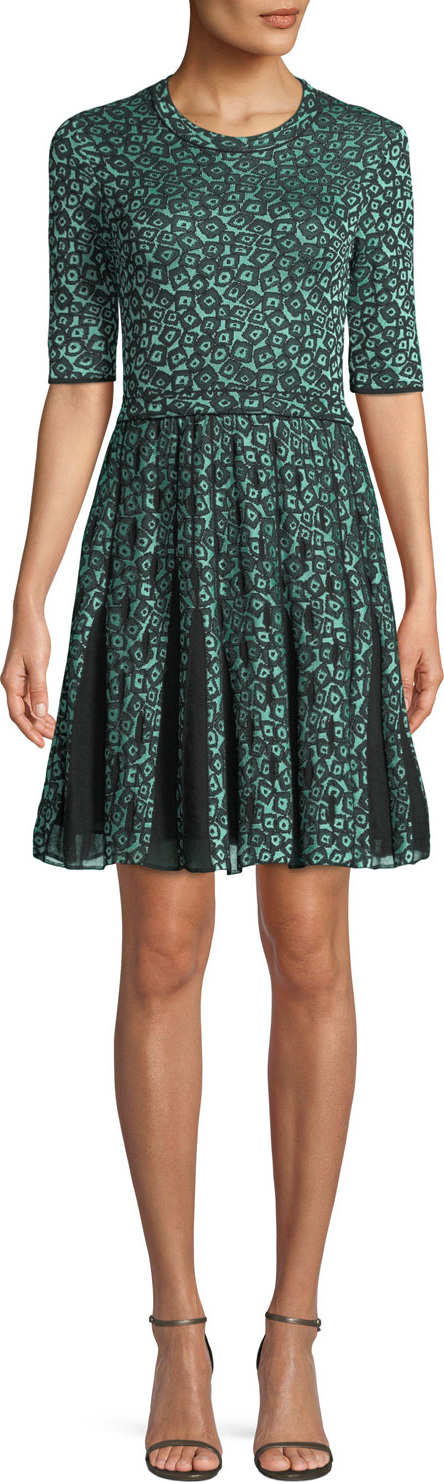 M Missoni Geometric Devore Half-Sleeve Dress