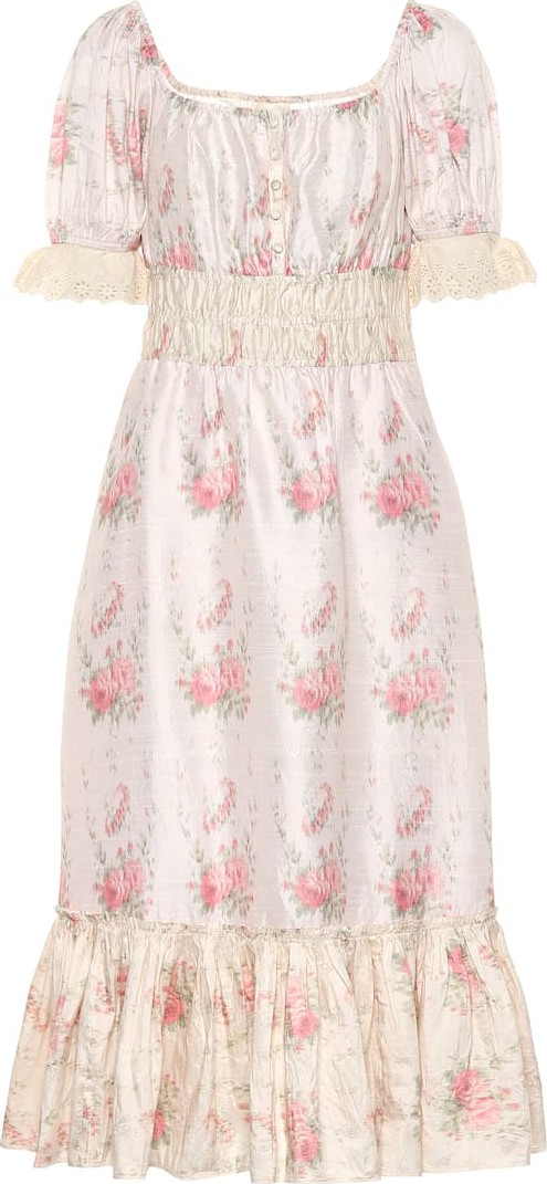 LOVESHACKFANCY Terrence floral silk midi dress