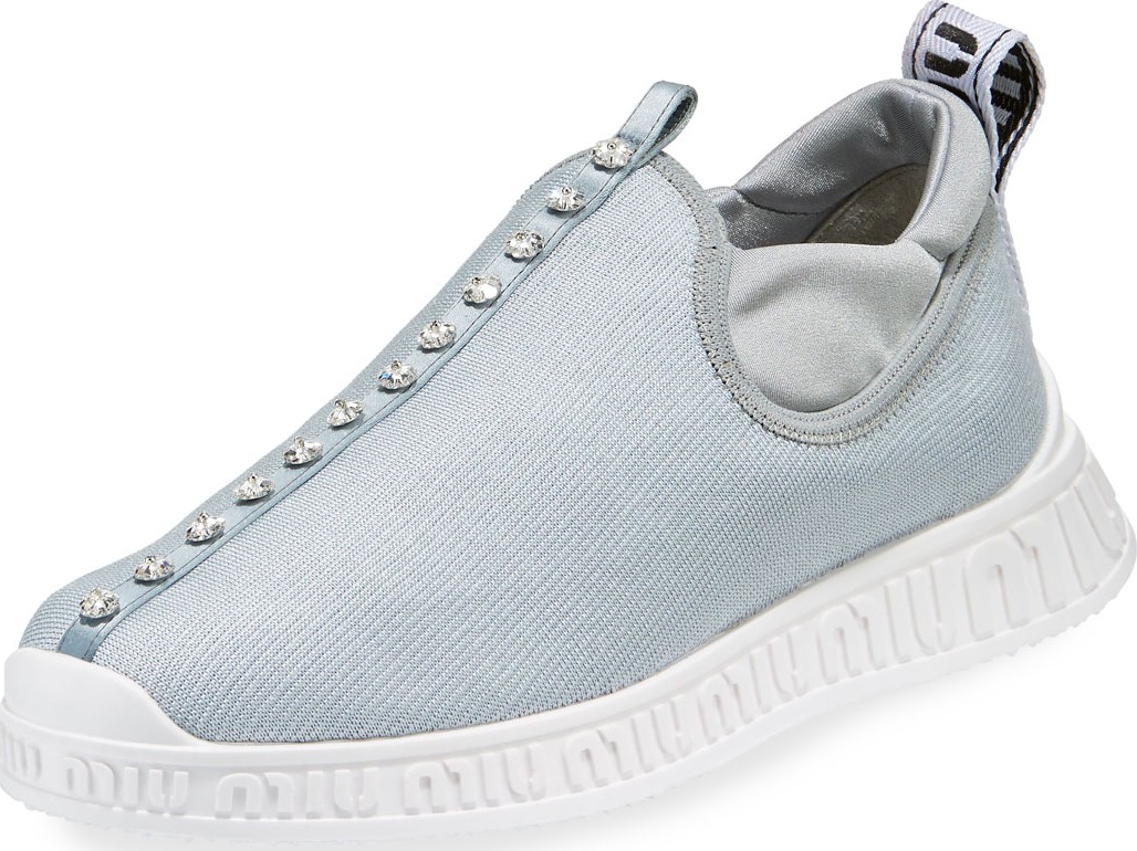 Miu Miu Jeweled Slip-On Trainer Sneakers