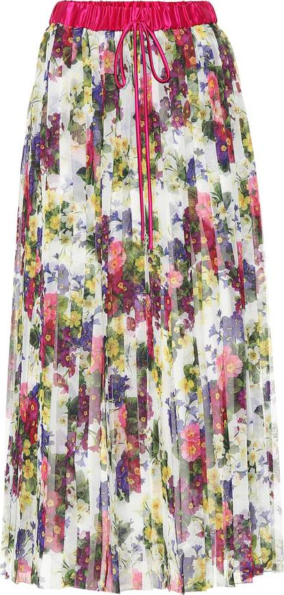 Dolce & Gabbana Floral-printed plissé midi skirt