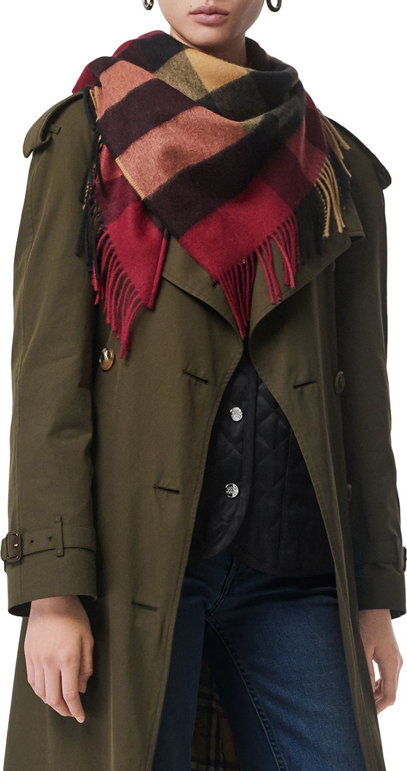 Burberry London England Half Mega Check Cashmere Bandana