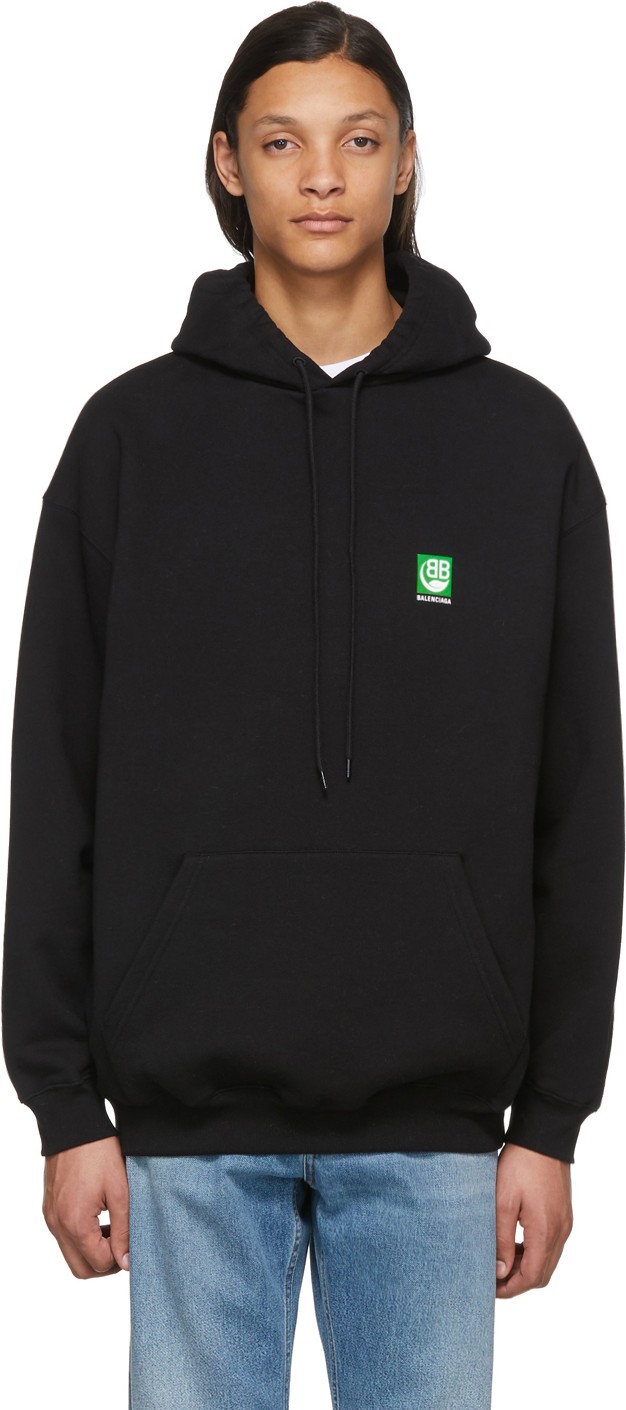 Balenciaga Black Green Logo Hoodie